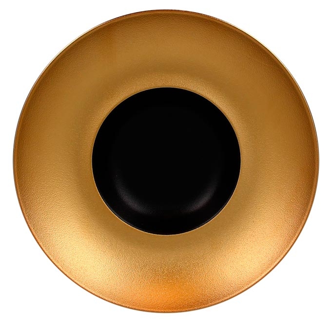 Тарелка круглая,"Gourmet",борт- цвет золотой d=26 см., глубокая, фарфор, Metalfusion, шт